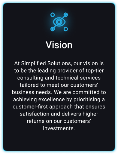 Vision: Leading in consulting & tech services with a customer-first focus, ensuring satisfaction & high returns on investment.